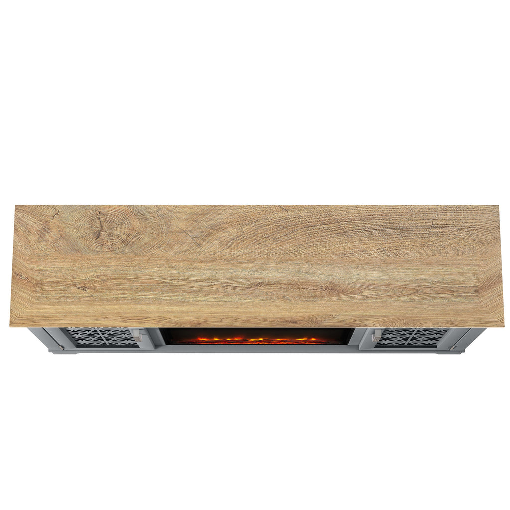 FESTIVO Farmhouse TV Stand with Electric Fireplace for up to 65" TVs -Grey