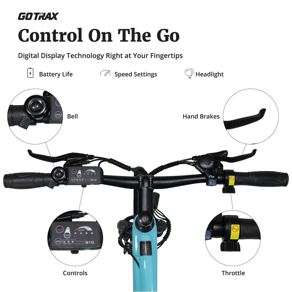 GOTRAX 26" Adult Electric Bike, 350W Motor up 20mph, Professional Electric Mountain Bikes, Black