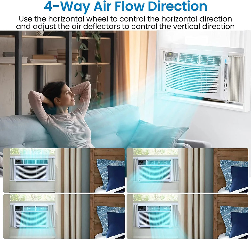 GAOMON 6000 BTU Window Air Conditioner, Cools Up to 350 Sq. Ft, Window AC Unit with Remote, 3 fan speeds, Sleep mode, Auto Restart, 24H Timer Window Air Conditioner, 115V/60Hz, White