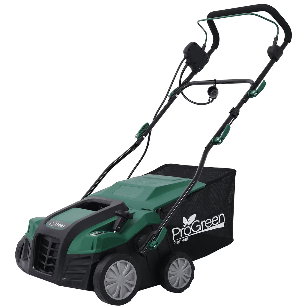 2-in-1 16" Walk Behind Electric Dethatcher Scarifier 15 Amp with Large 58QT Removable Collection Bag for Lawn Yard Garden Care
