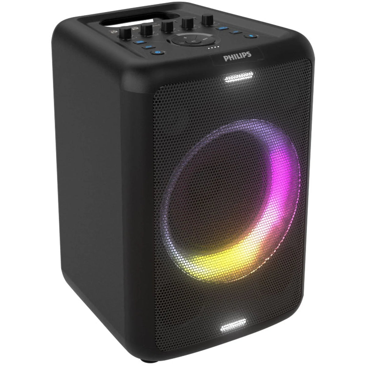 Philips X3206 Portable Bluetooth Party Speaker with Party Lights and Built-in Carry Handle, Medium Size, Black, TAX3206