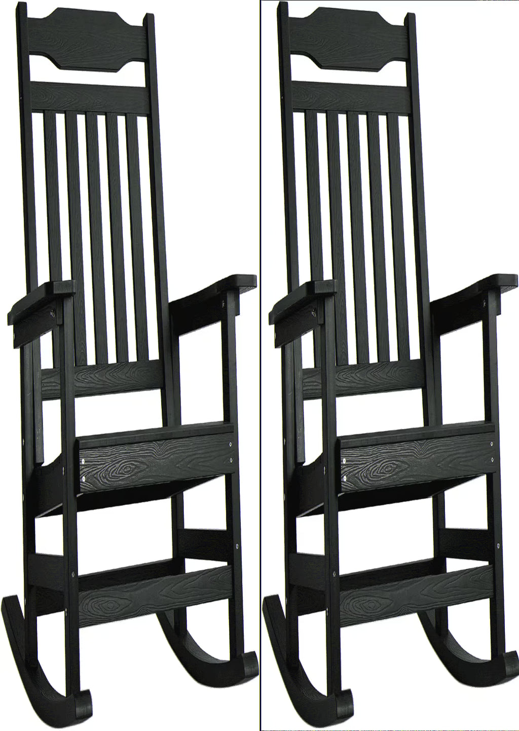 Naipo 1PC Patio Rocking Chair All-Weather, Oversized Porch Rocker Chair 400 lbs Weight Capacity, for Backyard, Fire Pit, Lawn, Garden, Outdoor and Indoor, Black