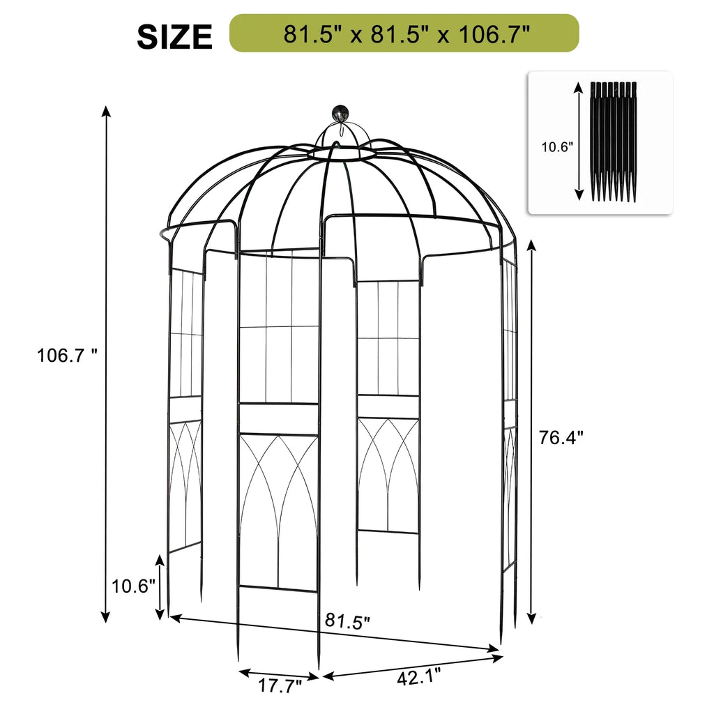 Ktaxon Garden Arch 8.8Ft Garden Birdcage Shape Garden Arbor Garden Gazebo