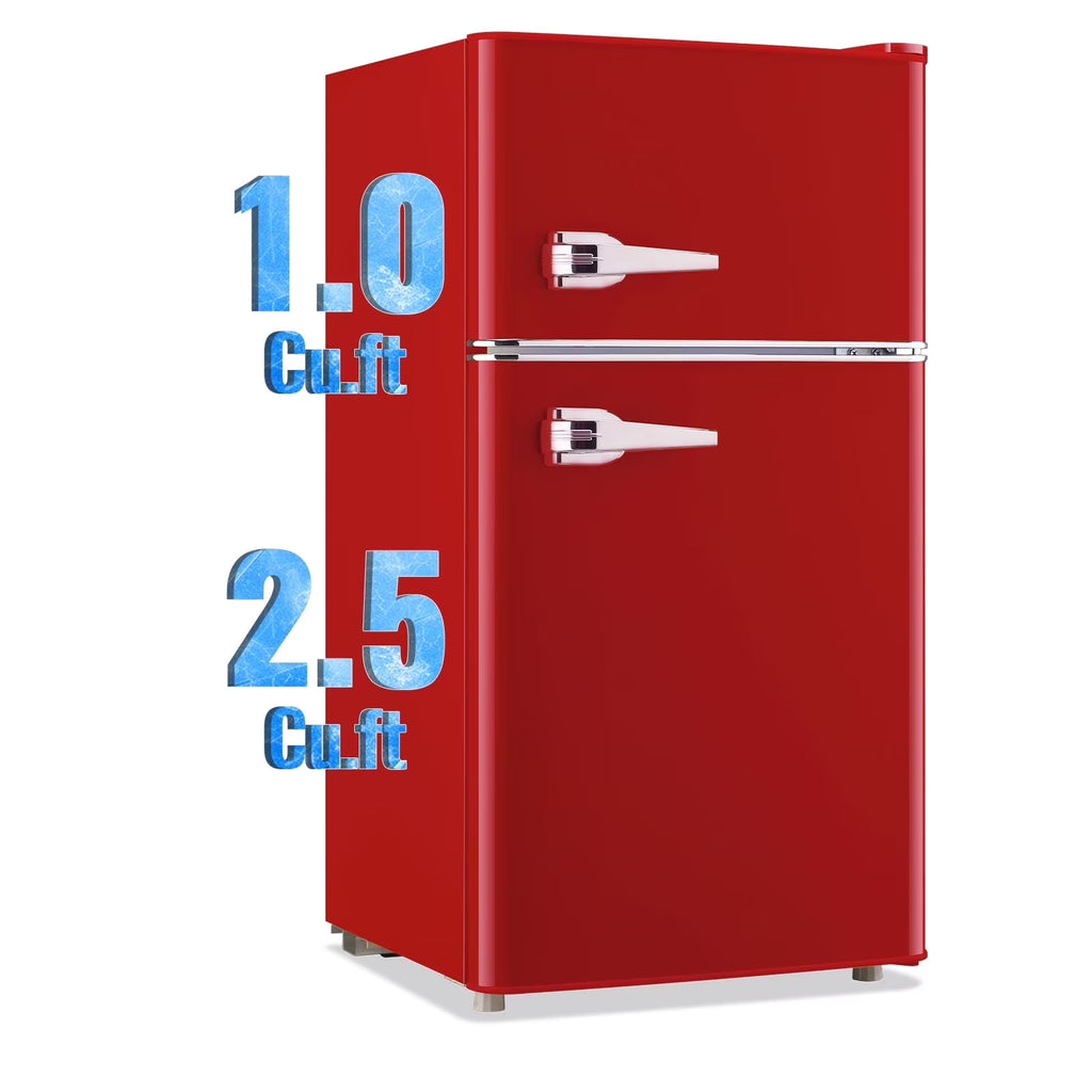 TACOOL Refrigerator with Top Freezer 3.5Cu.ft Two Door Small Mini Fridge with Extra Drink Space for Home Office Dorm Red