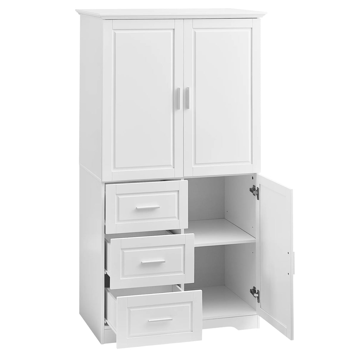 Bellemave White Tall Storage Cabinet with Adjustable Shelf Bathroom Cabinet with 1 Drawer and Storage Rack Large Freestanding Wood Cabinet Storage Organizer Floor Cabinet, White