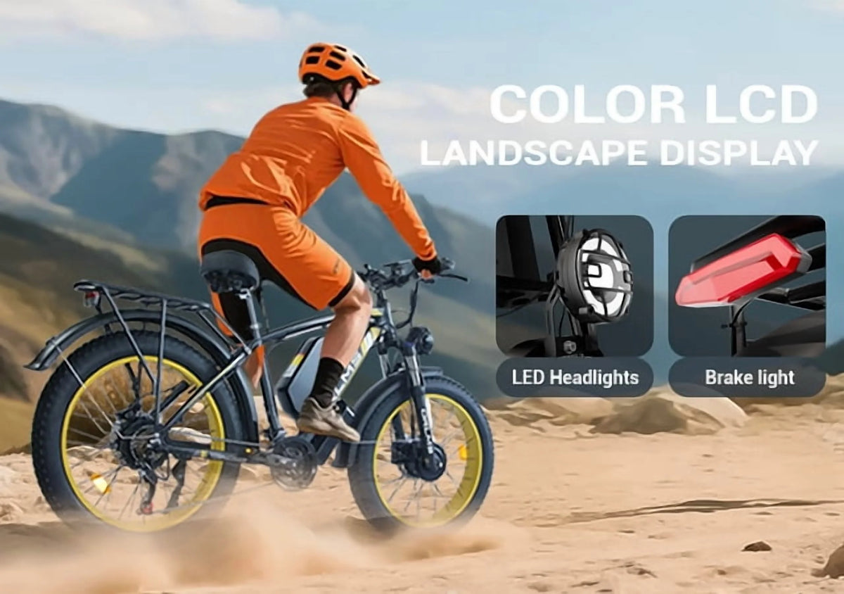 (US in Stock) 5000W Peak Dual Motor Electric Bike for Adults , 60V 25AH Removable Battery Ebike , 50MPH AWD 21-Speed Mountain Snow E-Bike with 26" x 4.0 Fat Tire, Long Range Mountain Off-Road EBikes