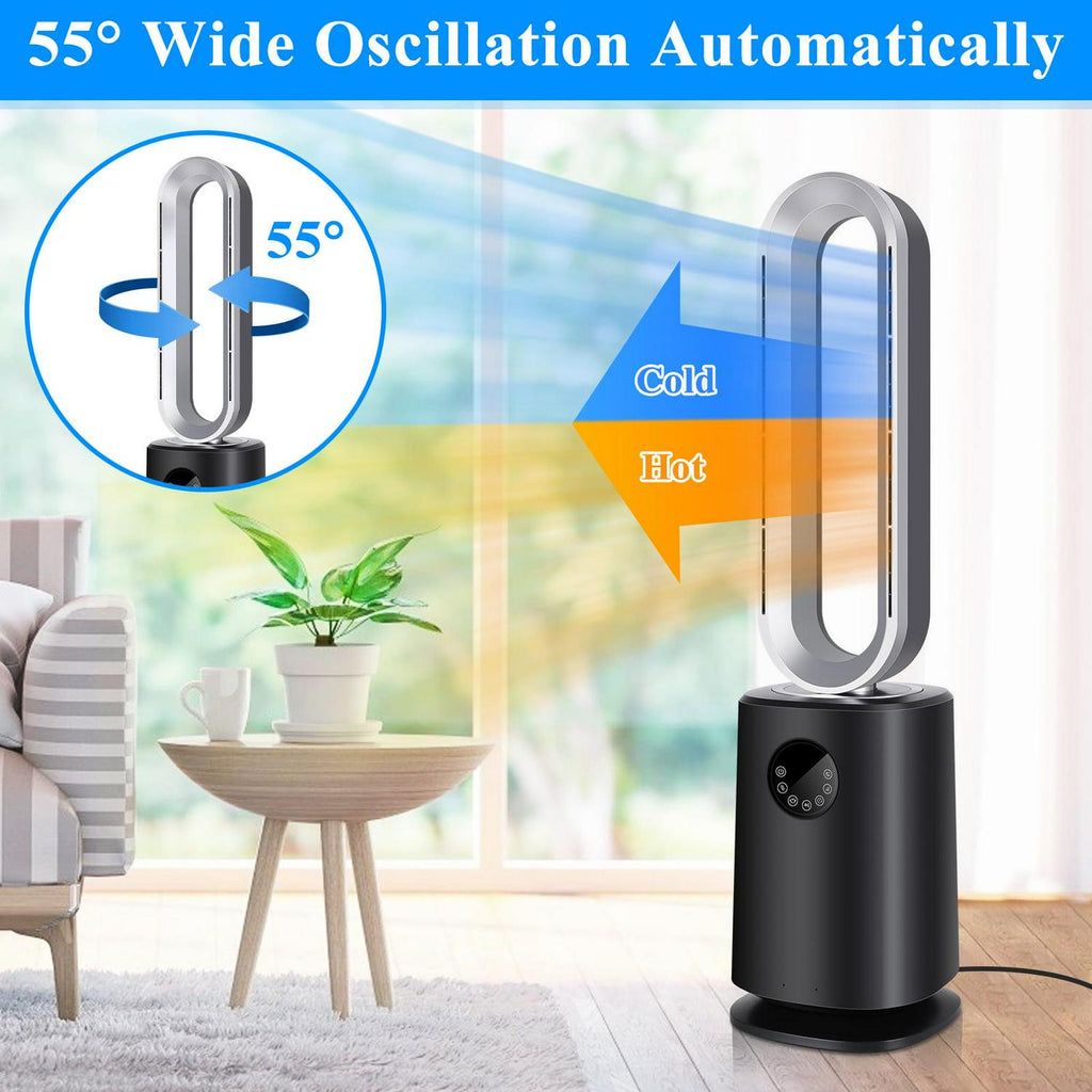 35″ Space Heater Bladeless Tower Fan. Heater &amp; Cooling Fan with Remote Control.Black