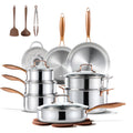 Carote 23-Piece Tri-Ply Stainless Steel Cookware Set with Lids, Nonstick Induction Compatible Pots & Pans Set, Oven Safe
