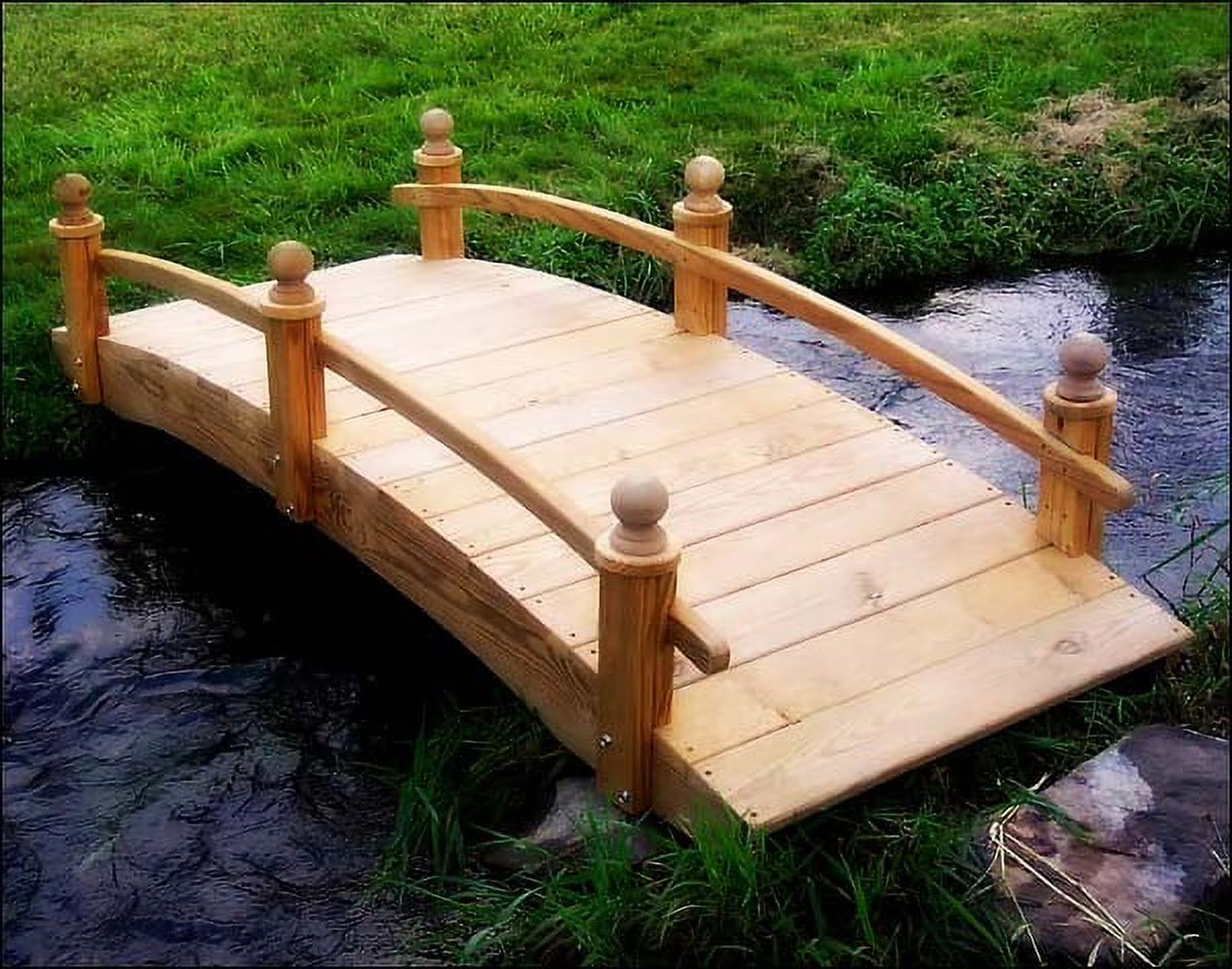 6' Treated Pine Amelia Single Rail Garden Bridge