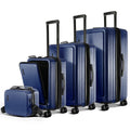 Virtu 4 Piece Hardshell Exapandable Luggage Set, Spinner Luggage Suitcase Set, Navy Blue