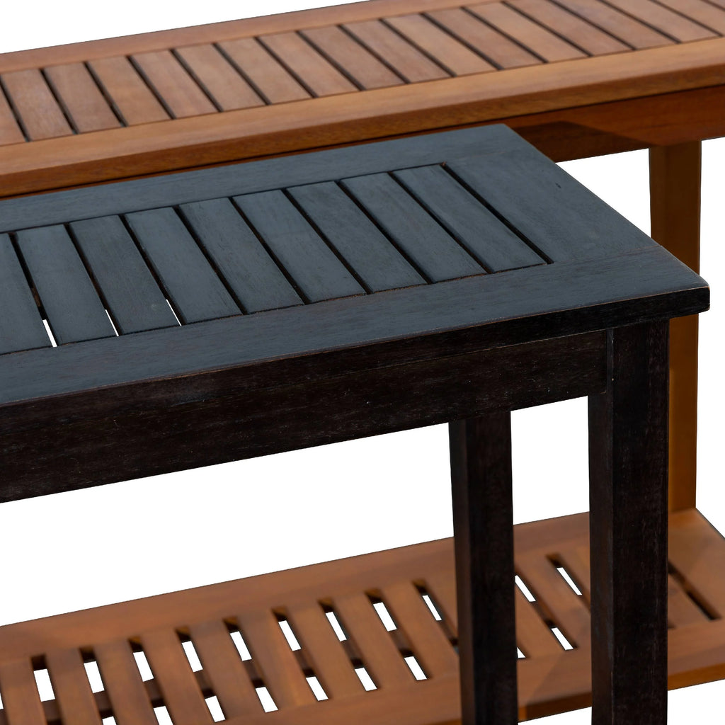 DTY  Outdoor Living Longs Peak Eucalyptus Console Table Silver Gray