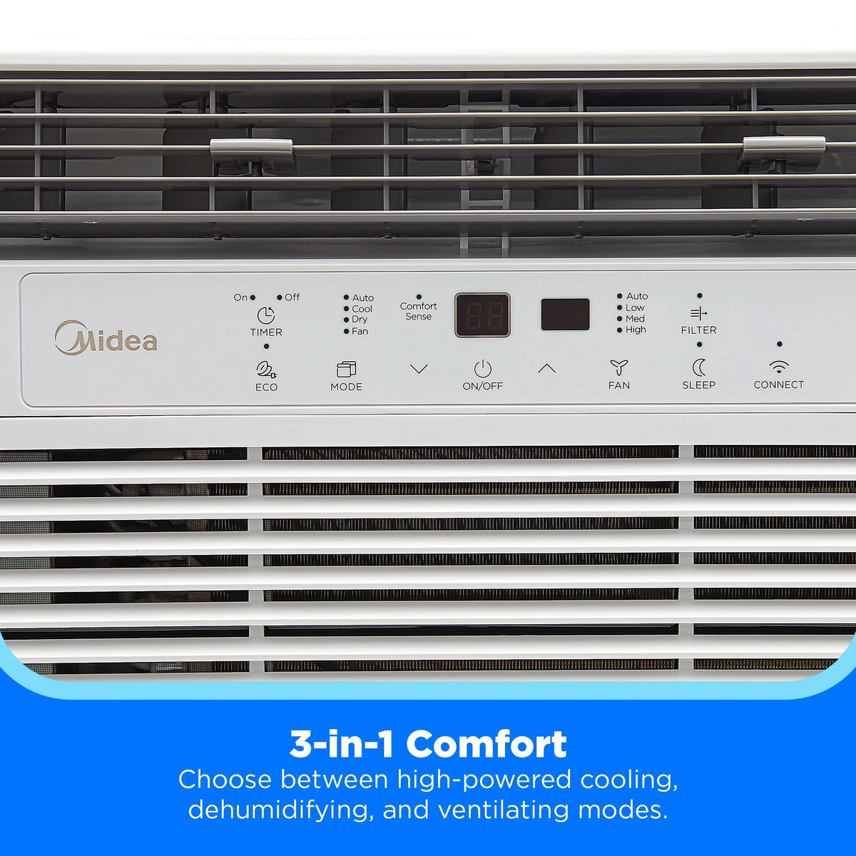 Midea 8,000 BTU 115V Smart Window Air Conditioner with Comfort Sense Remote, up to 350 Sq. ft., White, MAW08S1DWWT, New