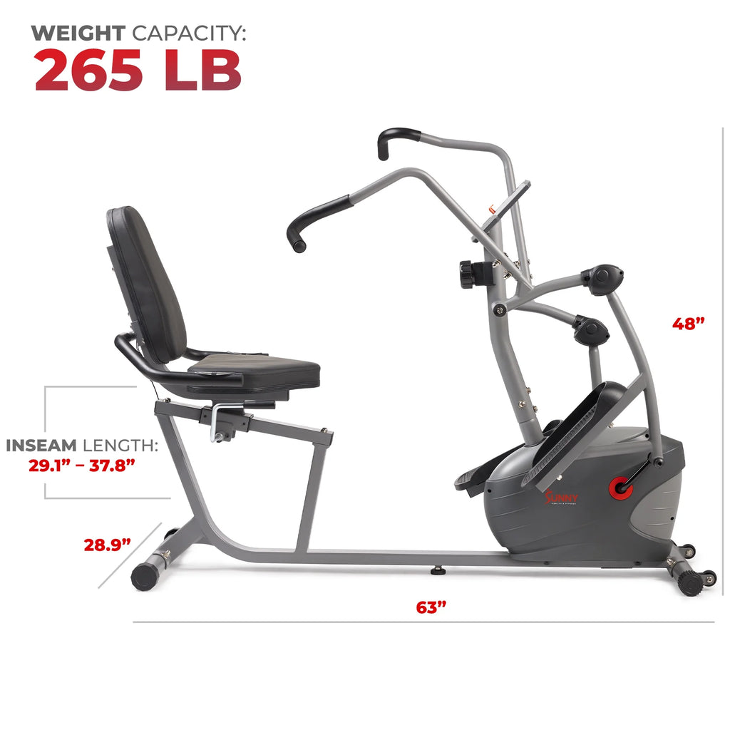 Sunny Health & Fitness Performance Interactive Series Recumbent Elliptical Trainer