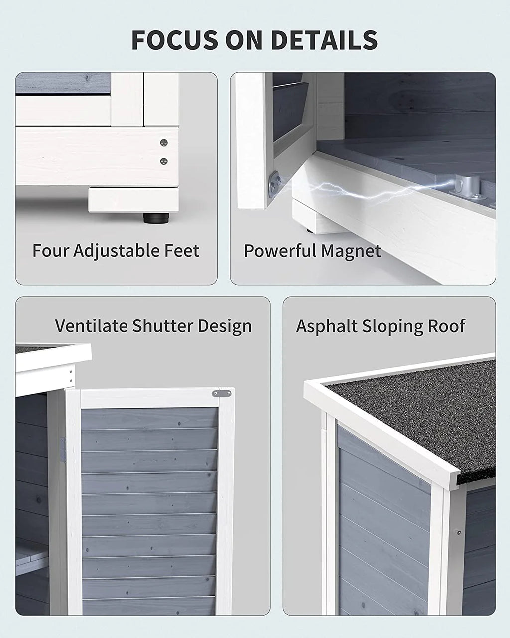 Lofka Outdoor Storage Cabinet Garden Shed w/ Asphalt Roof, Gray