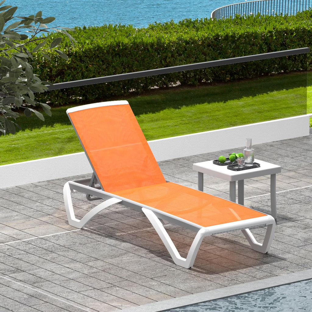 Domi Outdoor Living Chaise Lounge Chair Aluminum Adjustable Pool Lounge Chair��With All-Weather Textilene for Deck, Lawn, Backyard ��1 Grey Chair��