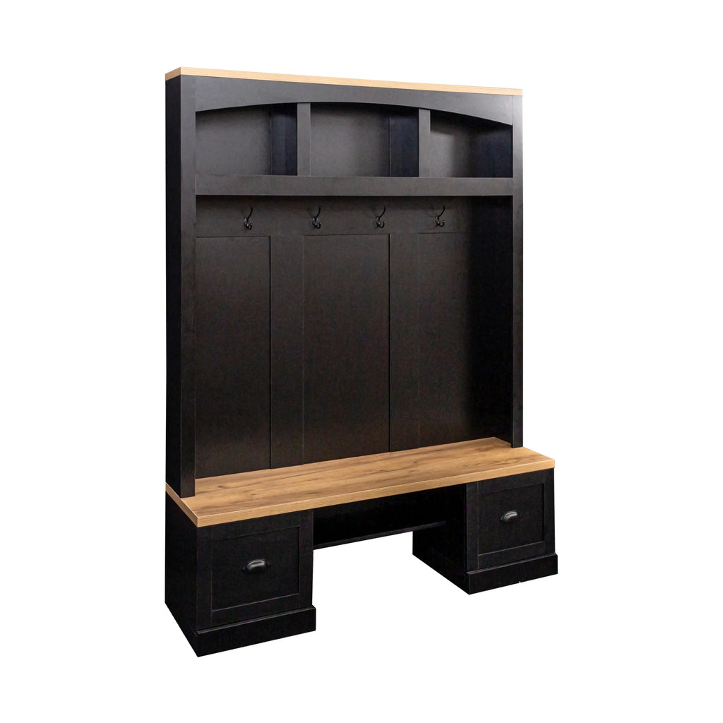 Harper & Bright Designs Farmhouse Hall Tree with Bench and Shoe Storage, Mudroom Bench with Coat Rack and Adjustable Shelves for Hallway, Living Room, White