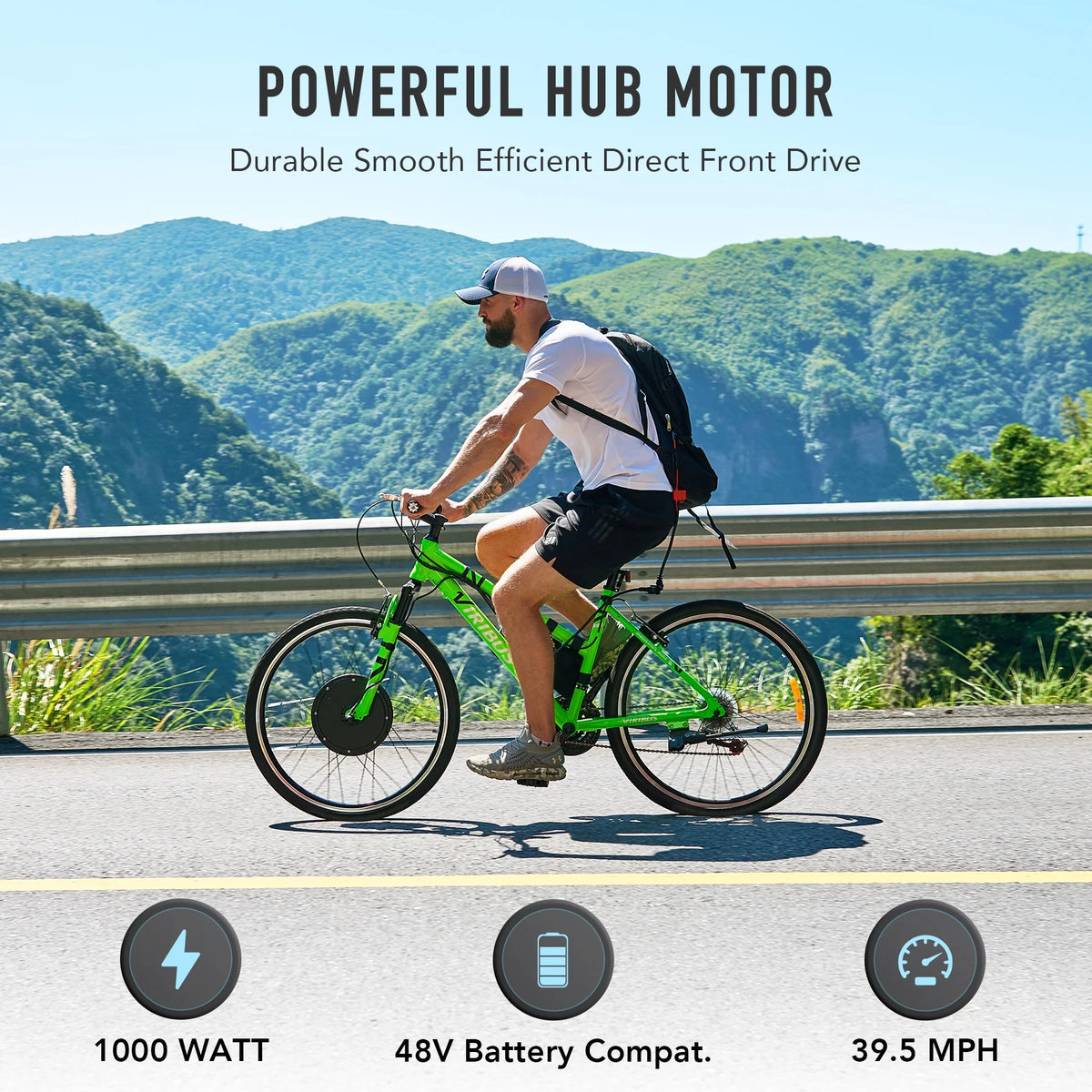 Viribus Electric Bike Conversion Kit 26" Rear Wheel 1000W Hub Motor LCD eBike DIY Set