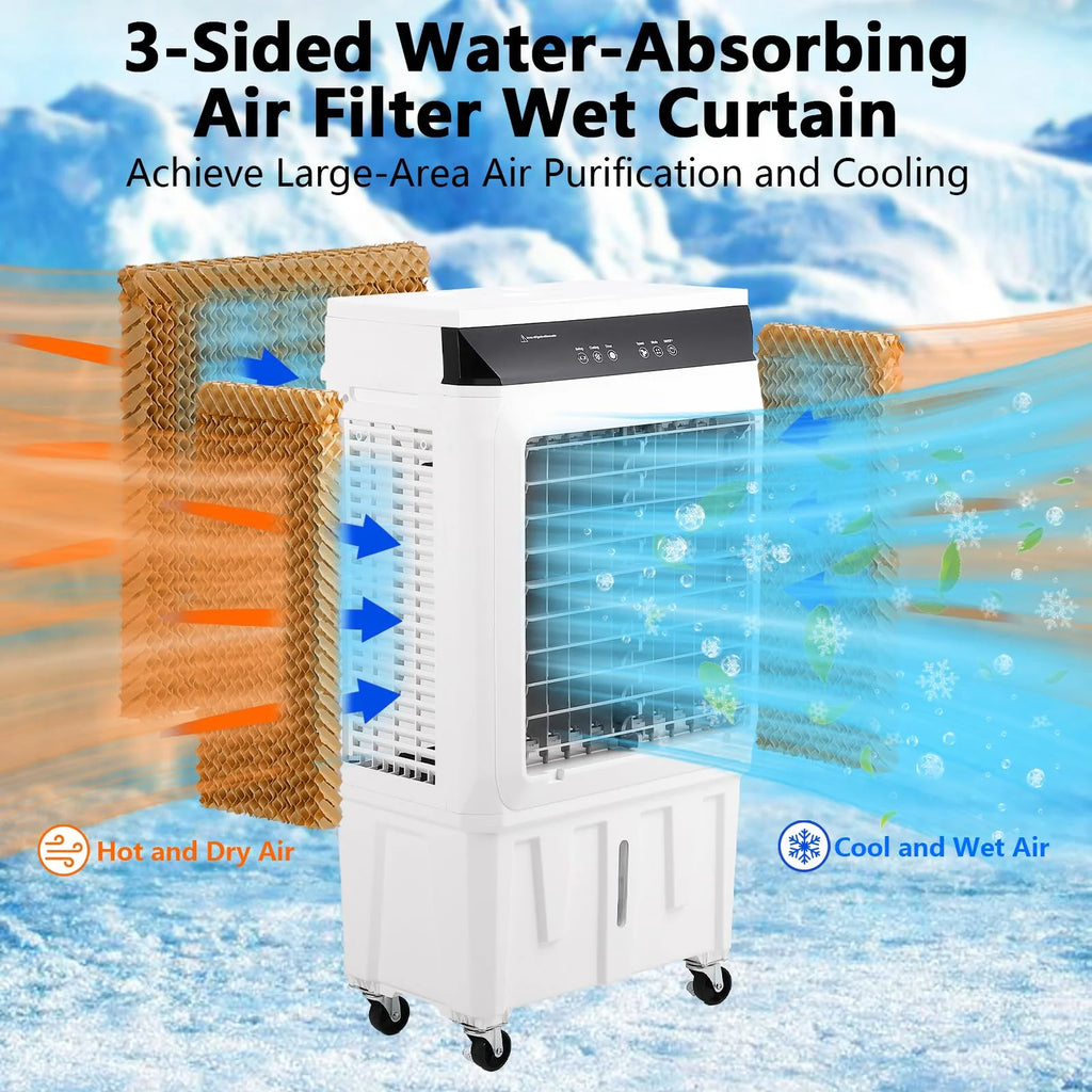 Garvee Air Coolers For Home Quiet,Evaporative Air Cooler 4100 CFM Swamp Cooler Air Conditioner with Remote Control and 4 Ice Packs, 3 Modes & Wind Speeds for Outdoor, Indoor, Garage, 15.8 Gallons