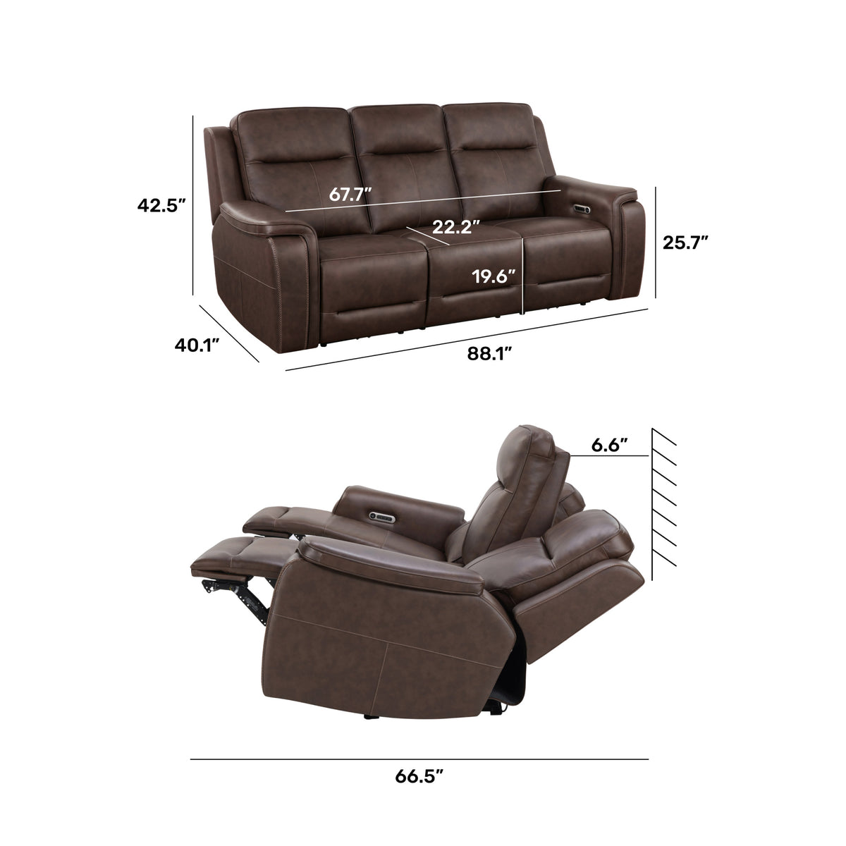 Flexsteel Griffin Italian Leather Power Reclining Sofa with Power Headrests