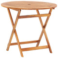 Topcobe 35.4" x 29.5" Solid Acacia Wood Bistro Table with A Umbrella Hole for Garden Patio, Brown