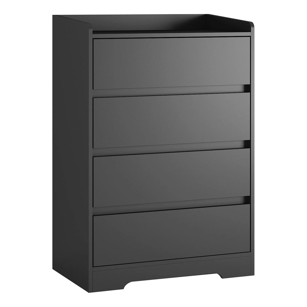 Aukfa Wood 4 Drawer Dresser,Chest of Drawer with Anti-fall Device, Black