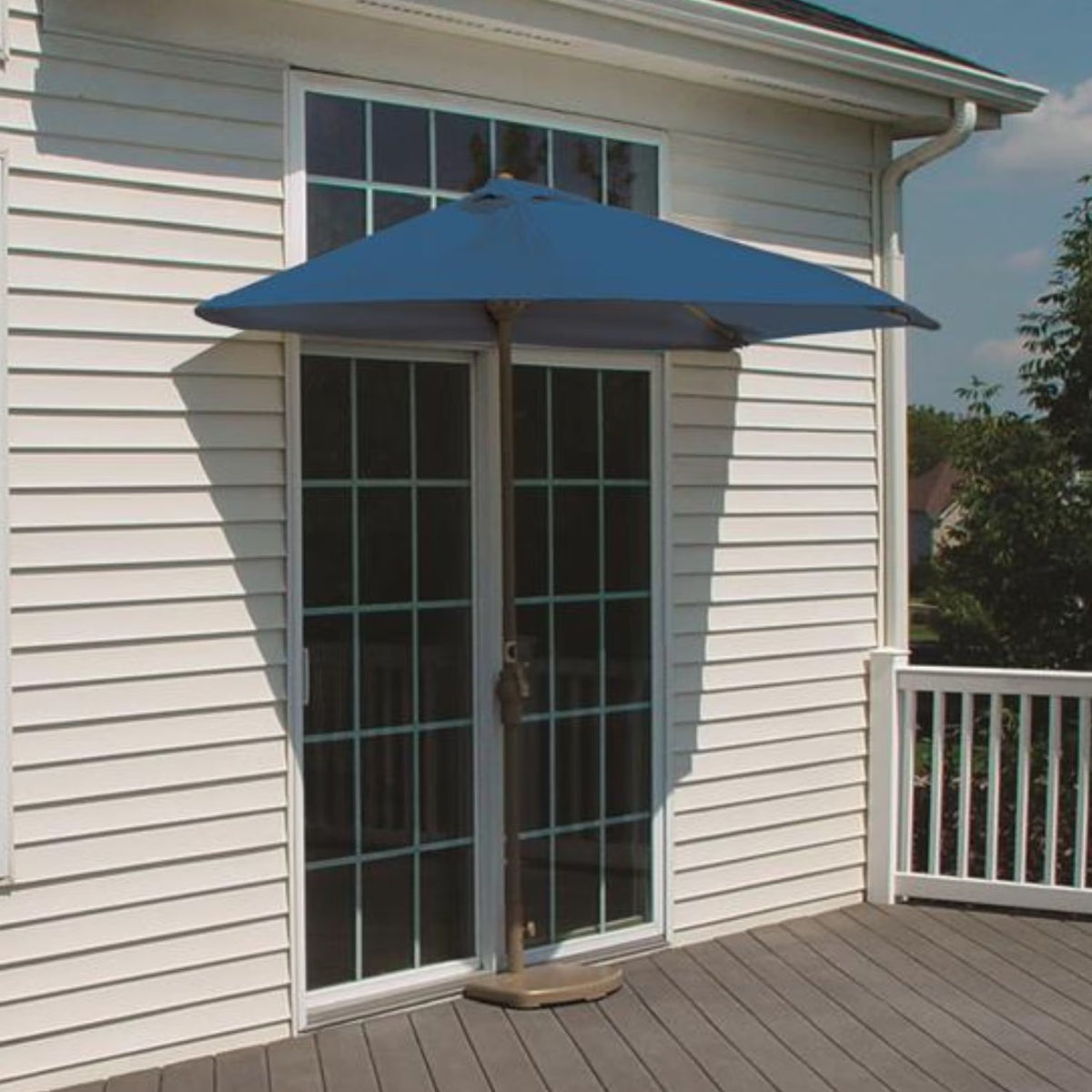 OFF-THE-WALL BRELLA Sunbrella Half Umbrella, 9'-Width, Teak Canopy