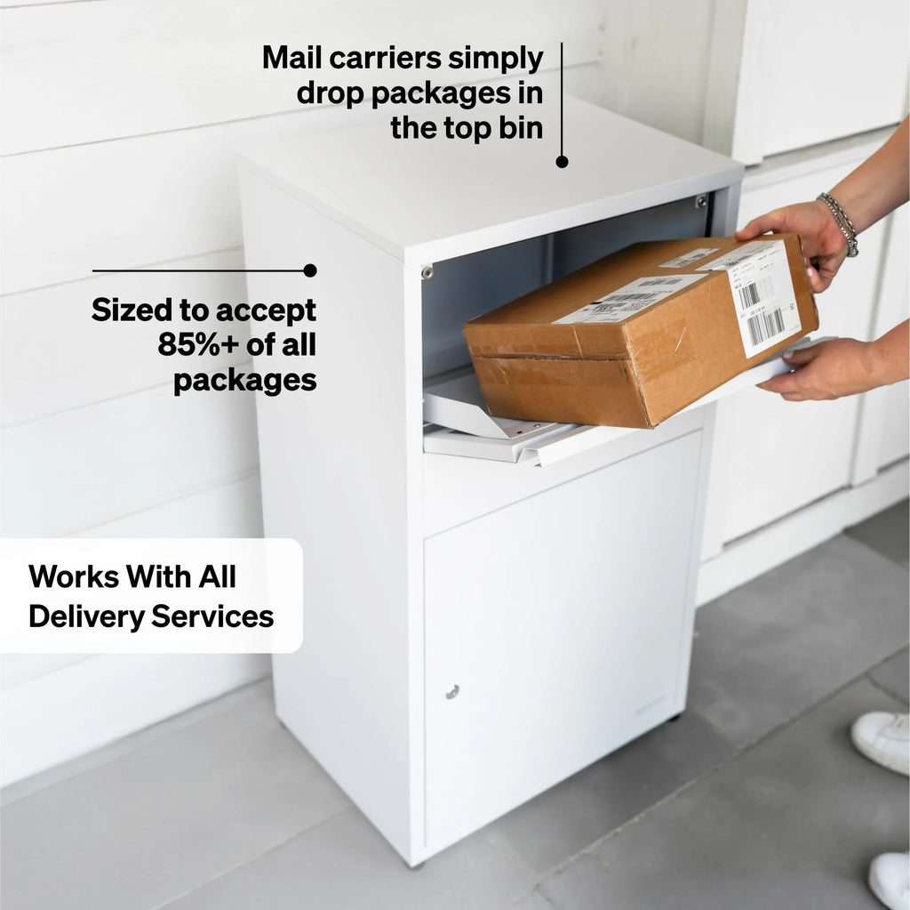 Adoorn Package Delivery Boxes for Outside, Large 36 x 20.5 x 15 (HxWxD) Security Package Box, Free Standing Anti-Theft Parcel Drop Box - Black
