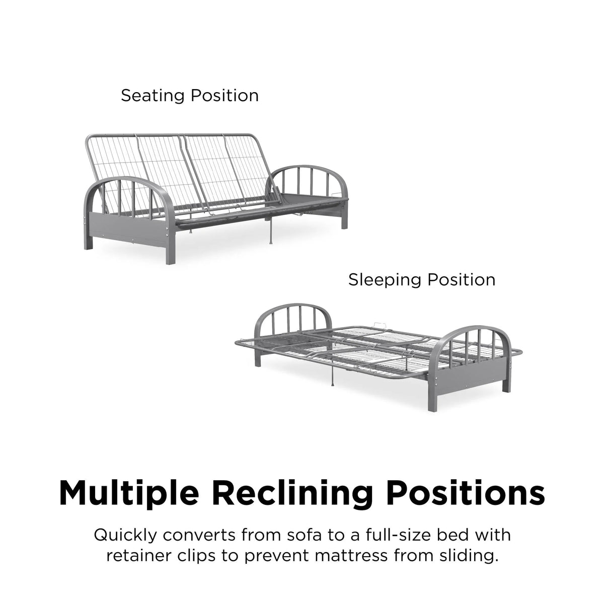 DHP Aiden Futon Frame, Silver