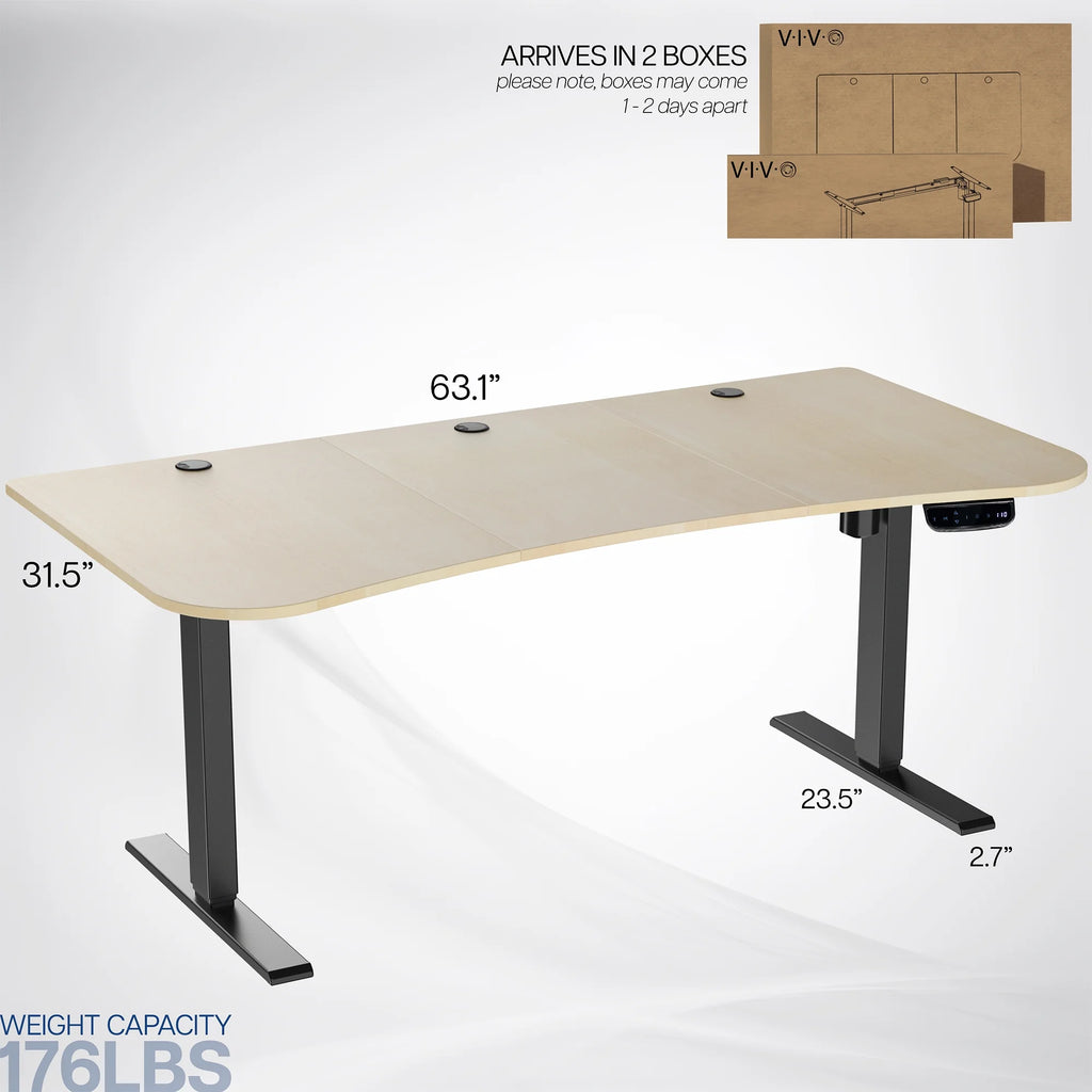 VIVO Reclaimed Wood / Black 63�?x 32�?Electric Height Adjustable Stand Up Desk