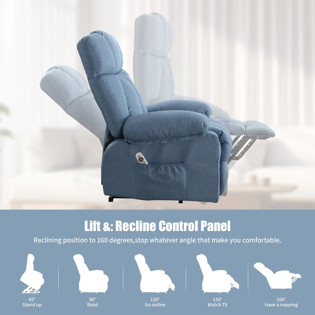 JONPONY Power Lift Recliner Chair Recliners for Elderly with Heat and Massage Recliner Chair for Living Room with Infinite Position and Side Pocket,USB Charge Port,Brown