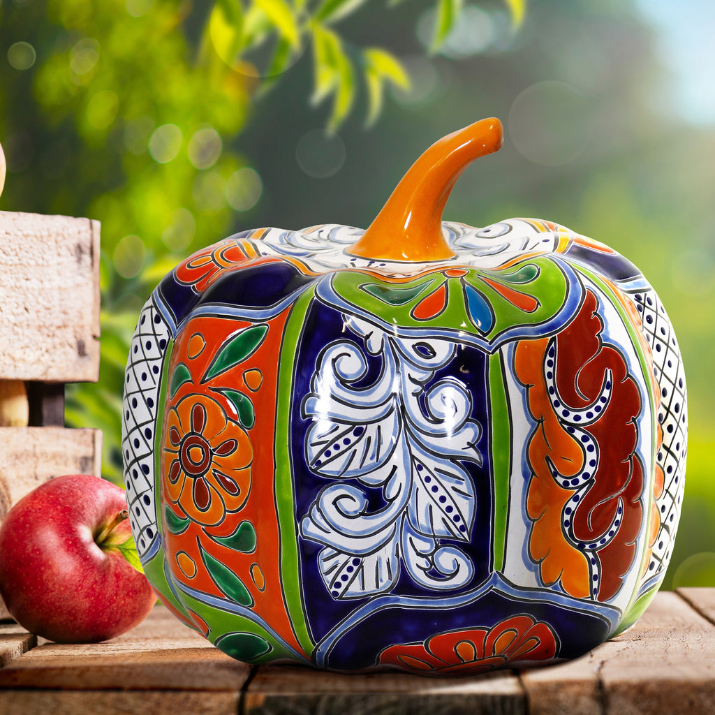 13' Talavera Style Ceramic Pumpkin