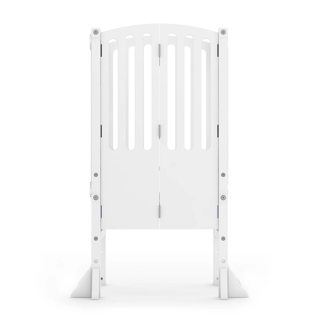 Guidecraft Contemporary Kitchen Helper Step Stool - White: Adjustable, Folding Montessori Toddler Tower - Safety Learning Furniture