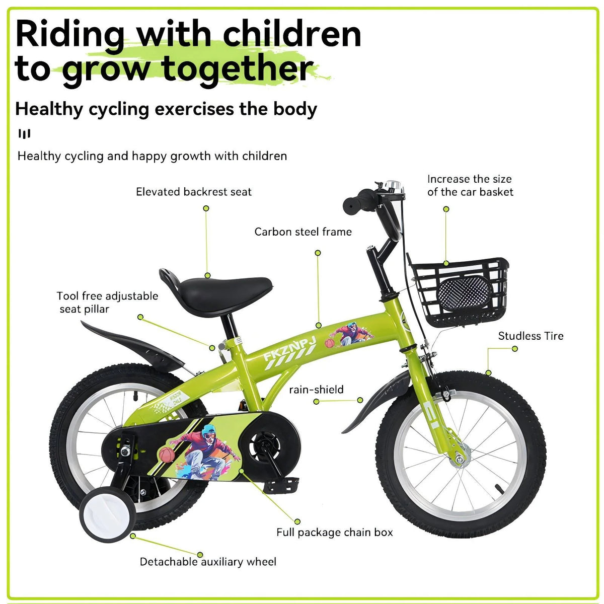 iRerts Kids Bike with Training Wheels, 16 Inch Kids Bicycle for Boys Girls Ages 4-8 Years Old, Girls Bicycles for Kids with Adjustable Seat, Fender and Varrier, Pink