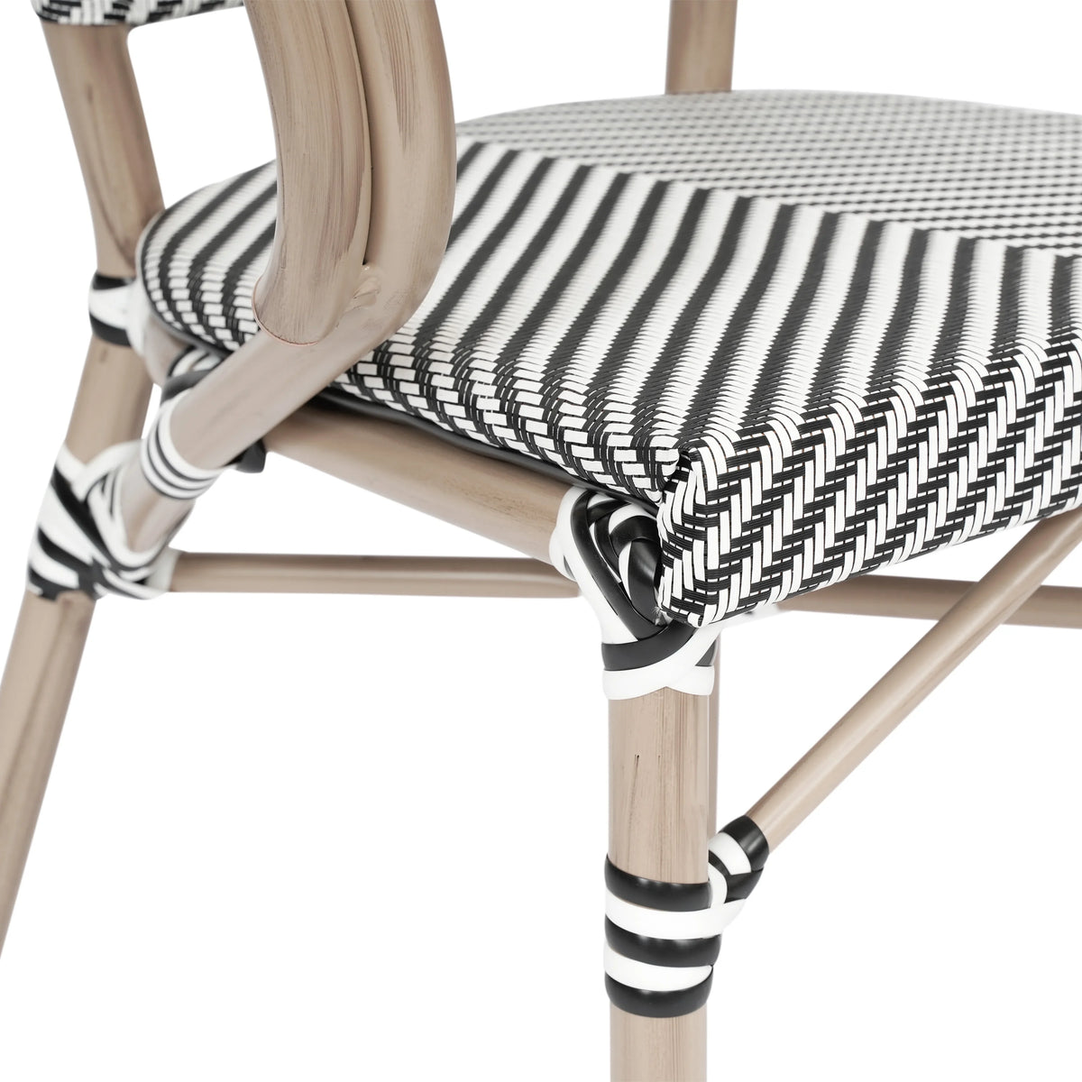Flash Furniture Marseille Indoor/Outdoor French Bistro Stacking Chair with Arms Black/Natural