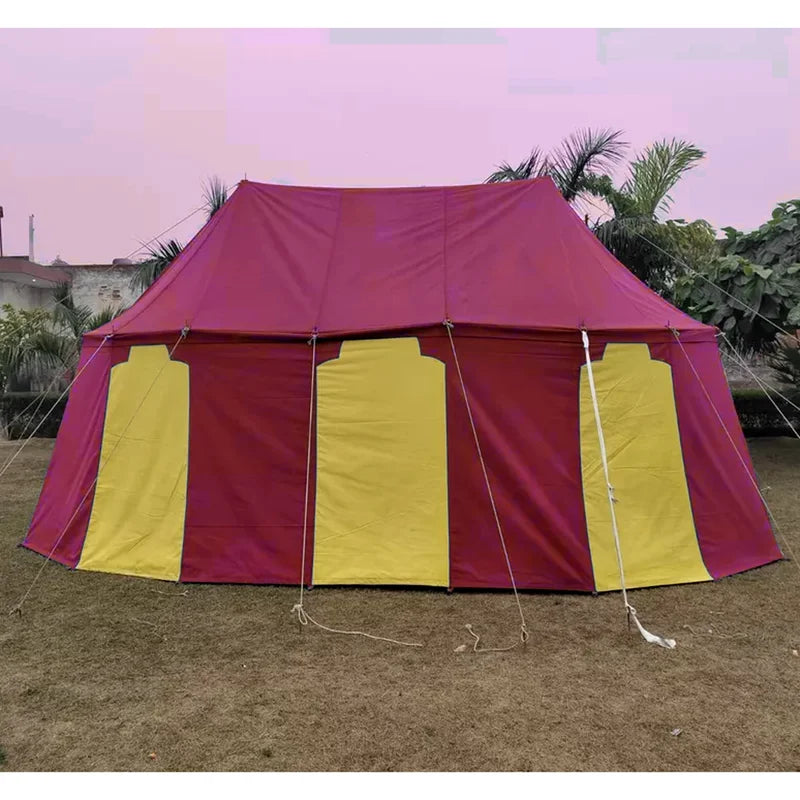 WEEKEND SALE Medieval Red Yellow Burgundian 8x4 M Functional Water Proof Camping Tent