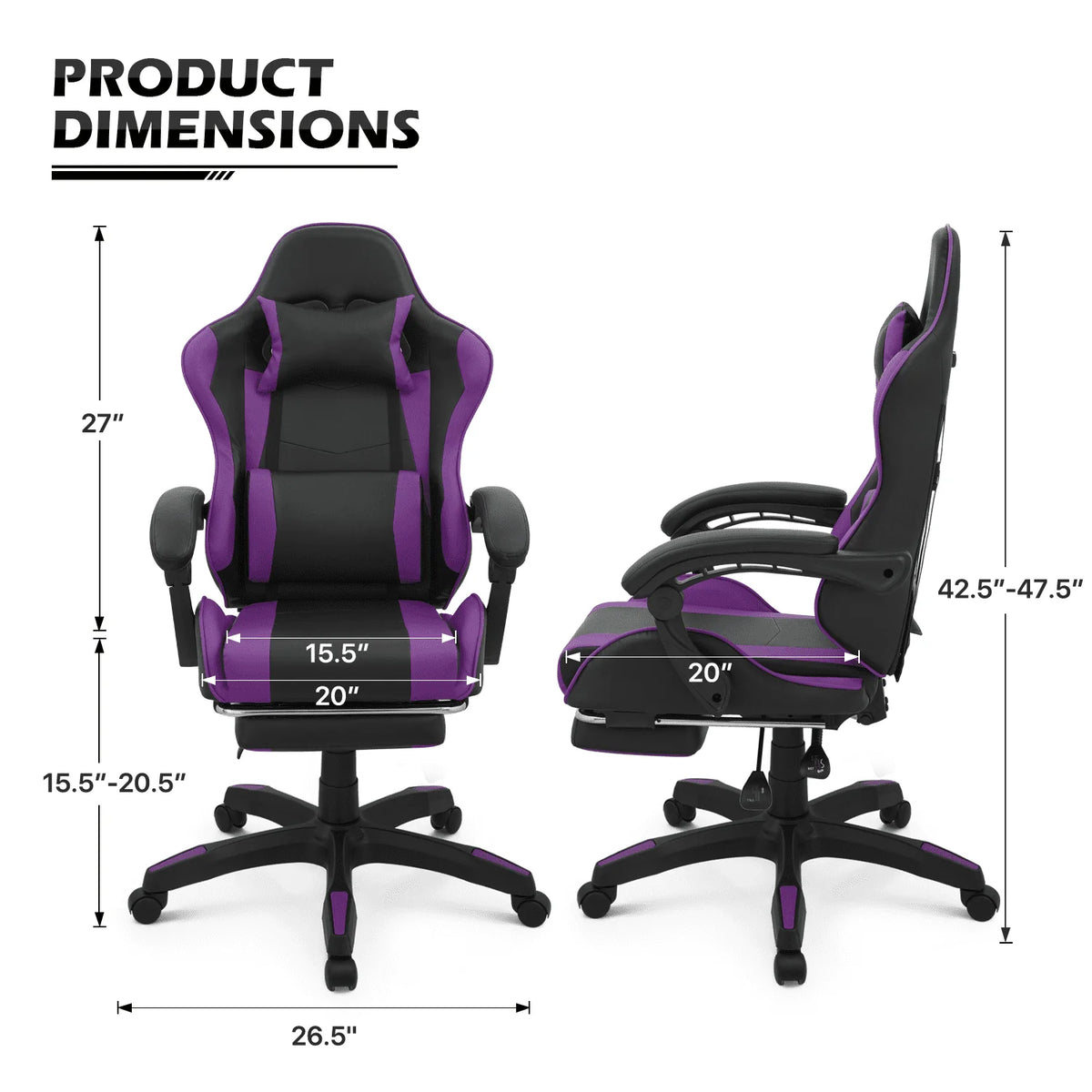 MoNiBloom Portable Standing Laptop Table with Host Rack and Ergonomic Gaming Chair with Footrest Recliner for Home Office