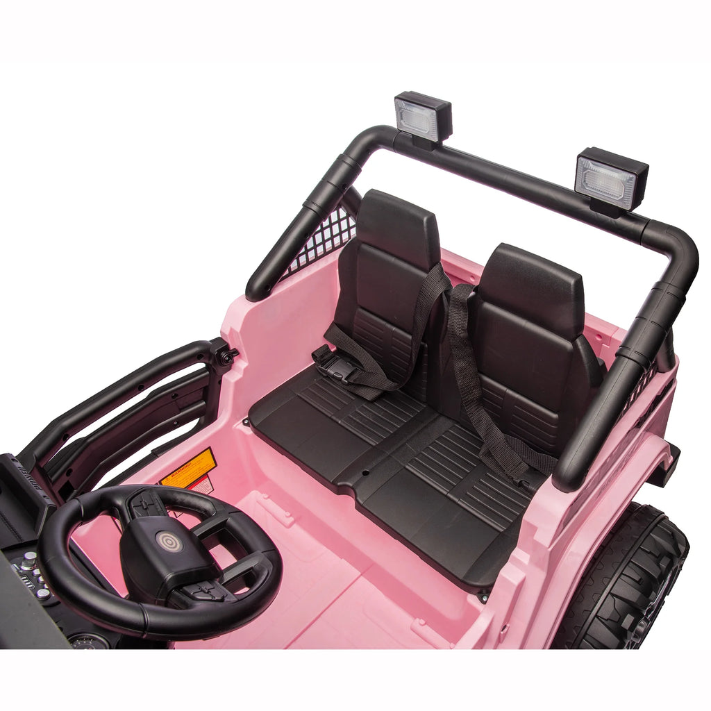 Joyracer 4WD 24 Volt Ride on Toys, 2 Seater Power Car wheels UTV with 800W Motors, Remote Control, Bluetooth Music, Spring Suspension, LED Light, Pink