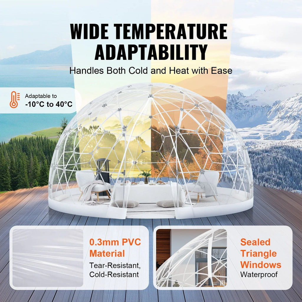 9.5FT Outdoor Bubble Tent �C Transparent Dome Camping Shelter with Zip Door & Windows �C Waterproof Pop-Up Tent for Stargazing, Backyard, Patio & Glamping �C Portable Instant Setup