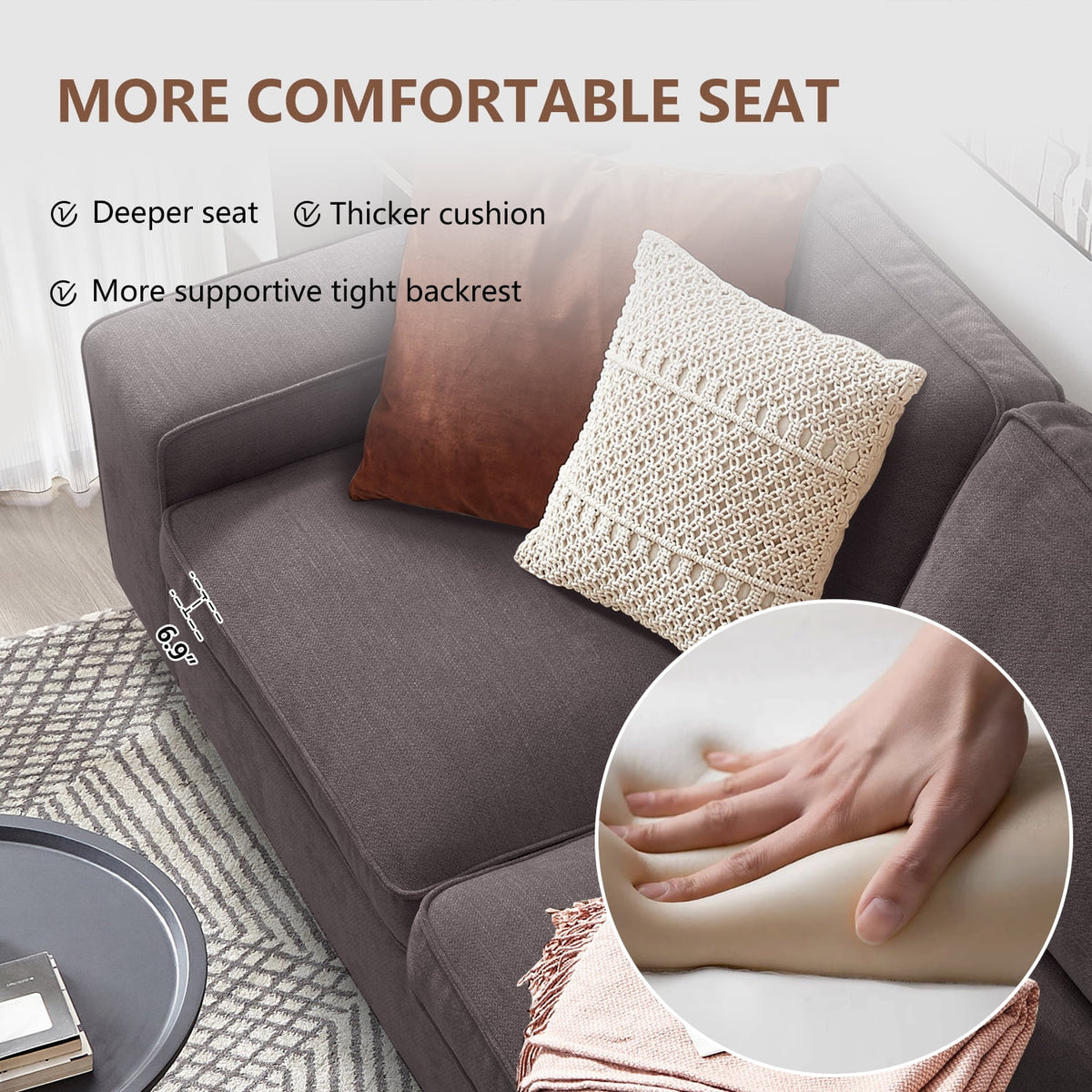 ASHOMELI 99'' Convertible Sectional Sofa,L Shaped Couch,Multi-Functional Reversible Sofa with USB and Type-C Charging Ports, Storage Space, Breathable Fabric