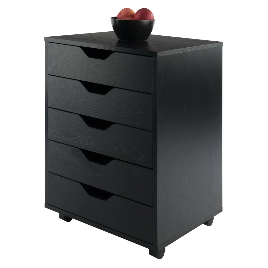 Winsome Halifax 5-Drawer Mobile Cabinet 20519, Black Finish