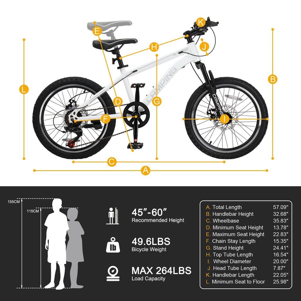 Ktaxon 20" Mountain Bike, 7 Speed Bike with Disc Brakes, Black