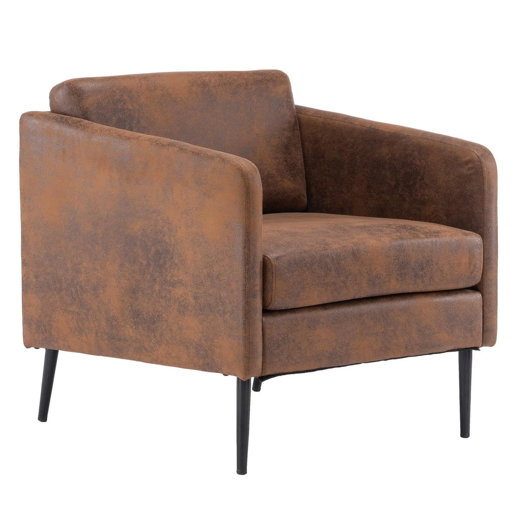 Ktaxon Modern Club Chair, Bronzing Cloth Fabric Arm Chair, Single Sofa Chair for Reading, Max Load 400LBS Upholstered Leisure Living Room Chair Brown