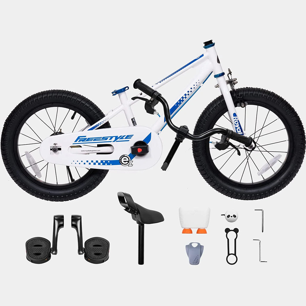 RoyalBaby EZ Kids Bike 16 inch Adjustable Seat Balance & Pedal Bicycle Blue