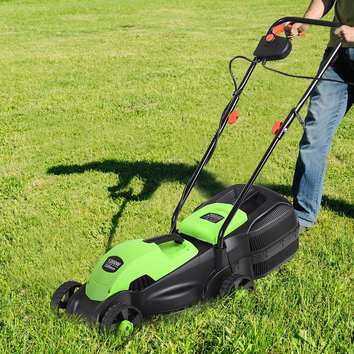 Costway 12 Amp 13-Inch Electric Push Lawn Corded Mower With Grass Bag Green