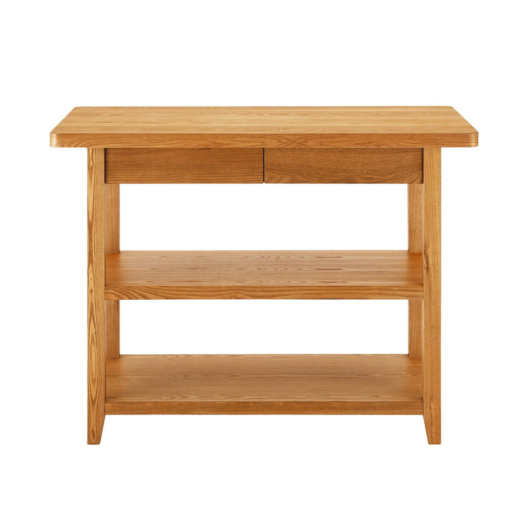 Better Homes & Gardens Reading Wood Kitchen Island with 2 Shelves and Drawers, Walnut Color