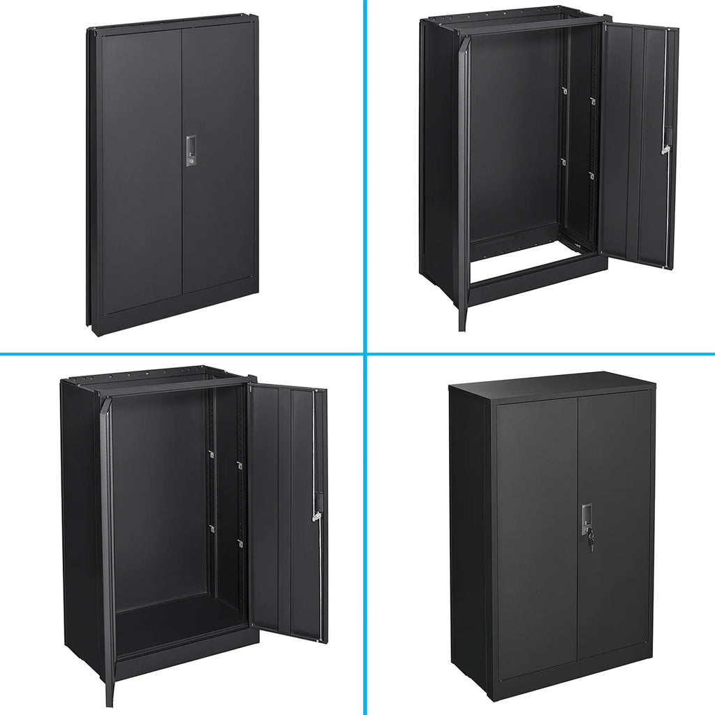 Metal Storage Cabinet with Locking Doors and Adjustable Shelf, Folding Filing Storage Cabinet, Rolling Storage Locker Cabinet for Home Office,School,Garage, White