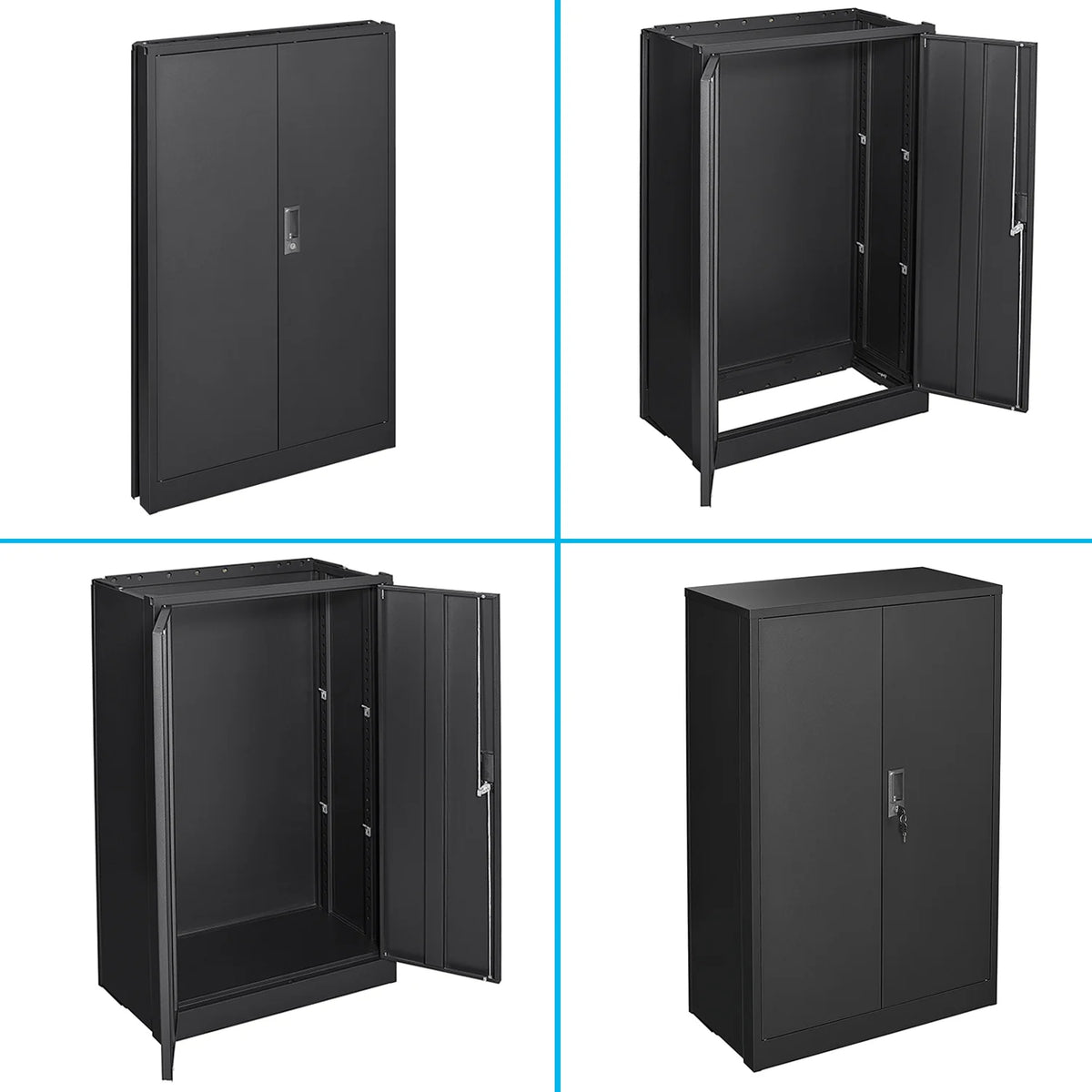 Metal Storage Cabinet with Locking Doors and Adjustable Shelf, Folding Filing Storage Cabinet, Rolling Storage Locker Cabinet for Home Office,School,Garage, White