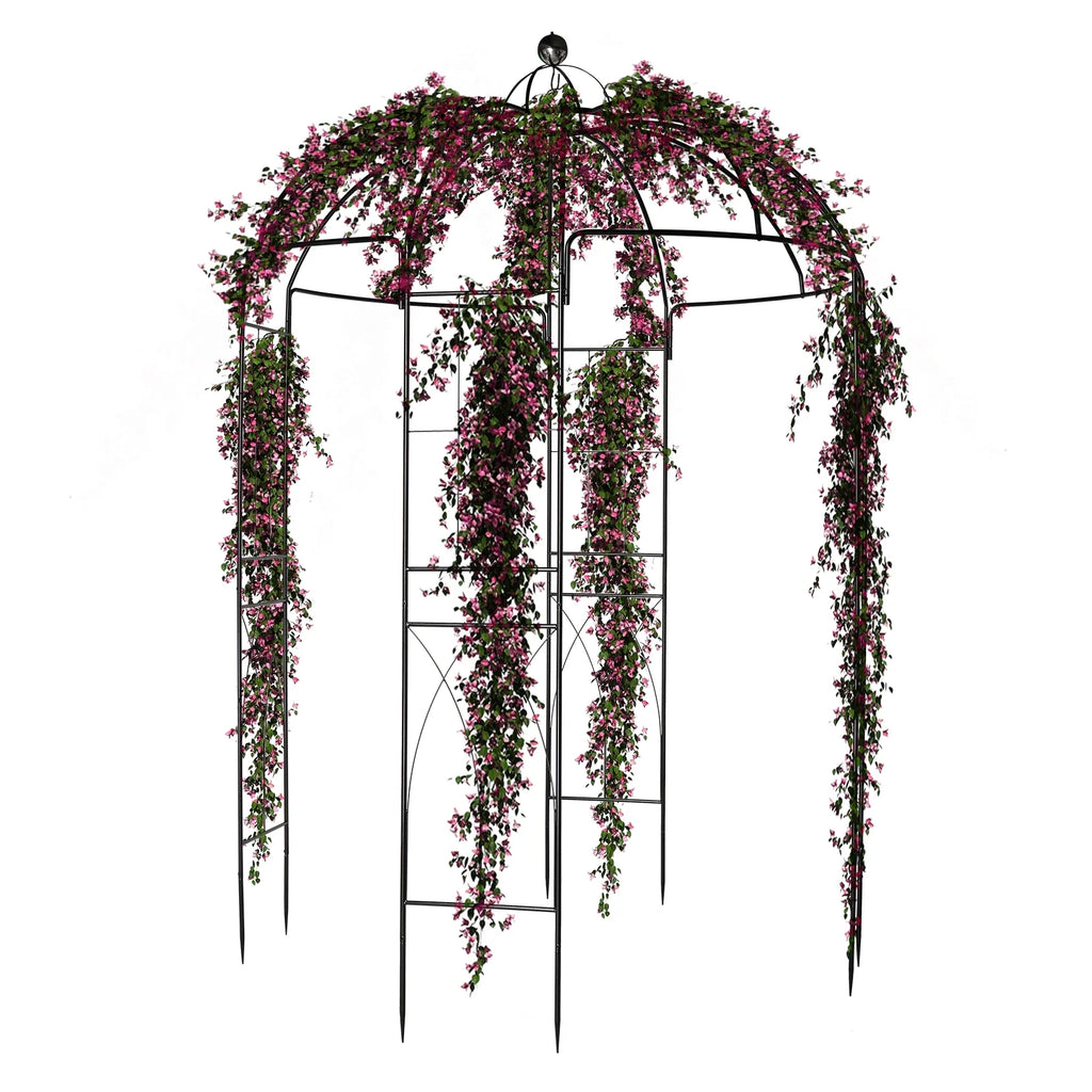 IVV Birdcage Shape Garden Arch, 8.9'Hx6.8'Dia, Pergola Plant Climbing Trellis Arbor Heavy Duty Metal Gazebo Garden Arch for Outdoor Arbor Climbing Plants Backyard Patio Wedding Ceremony, Black