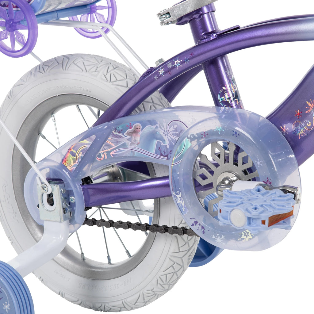 Frozen Bike with Doll Carrier Sleigh for Girl's, 12 In., White and Purple by Huffy