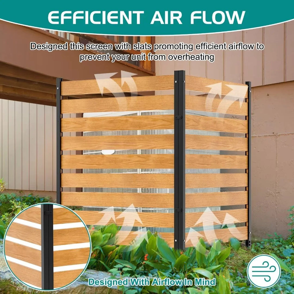 "NAIZEA Air Conditioner Fence, Pool Equipment Enclosure, Trash Can Enclosure, Metal Stake Wood Fence Panel 38"" W x 60"" H"